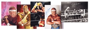Lot of (5) Hulk Hogan Signed 16x20 Photographs